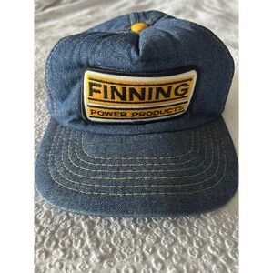 Vintage 80s Finning Power Products Denim Trucker Hat Snap Back Canada